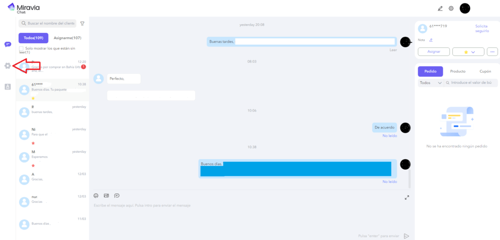 configuración chat